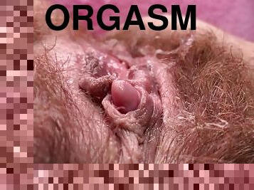 clitoris, karvainen, masturbaatio, orgasmi, pillu-pussy, ruikkiminen, amatööri, pov, soolo, lähikuva