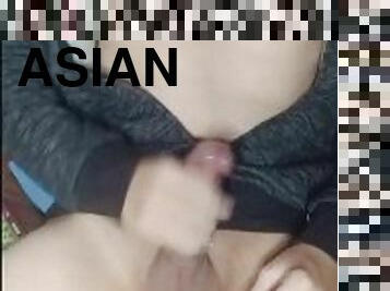 asiatique, énorme, masturbation, amateur, ejaculation-sur-le-corps, énorme-bite, gay, secousses, sperme, solo