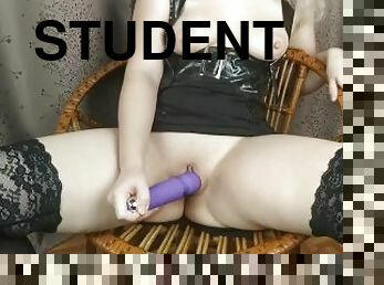 Hot Student Gets Powerful Orgasm From Vibrator