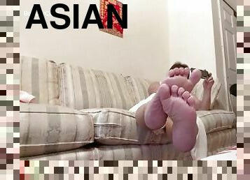 asiatique, amateur, babes, milf, maman, japonais, pieds, point-de-vue, mère, fétiche