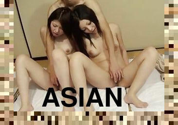 Asian sluts orgy with a lucky guy