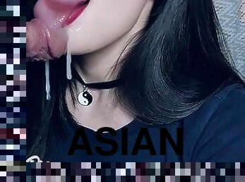 Asian Medical Student intern giving sensual blowjob to her Patient