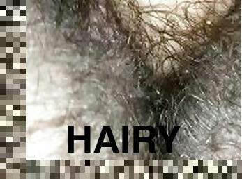 Hairy FTM Pussy has Creamy Orgasm on Dildo