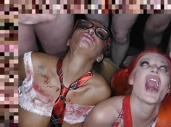 fête, fellation, ejaculation-sur-le-corps, gangbang, sur-le-visage, bukkake, britannique, halloween