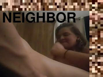 Cindy Liberty sucking next door neighbor HUGE cumshot