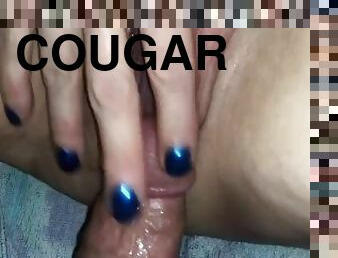 Cougar uses cub dick to squirt
