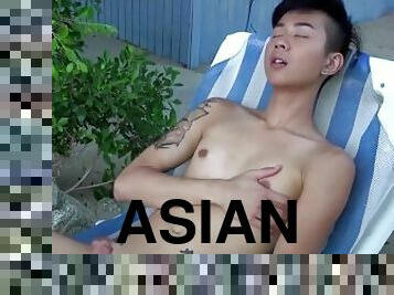 asiatique, masturbation, amateur, énorme-bite, gay, secousses, adorable, solo, minet, tatouage