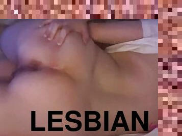 orgasme, amatir, sayang, lesbian-lesbian, pasangan, permainan-jari