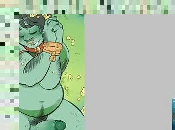 (Drawing Timelapse) Cute chubby orc guy shows off for his fairy dom...