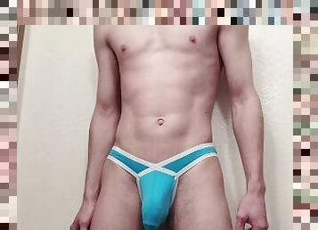 Hot Guy Showing Off Sexy Underwear Before Unleashing His BIG WHITE COCK And Stroking To Orgasm