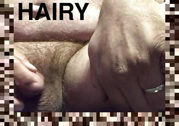 Jerking my hairy cock to cum shot