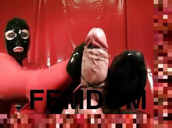 Superb Latex Footjob From Domme