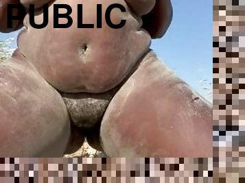 BBW gets sand all over her pussy at public beach  full video on onlyfans