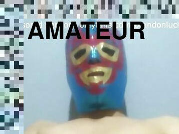 Masked male wrestler masturbating in bed 01 (preview)