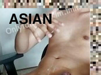 Asian men masterbation with bare hand
