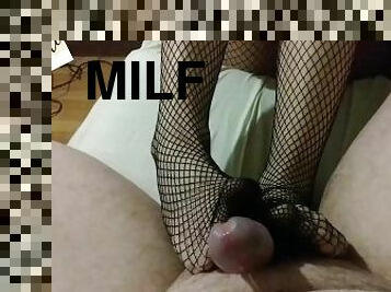 amateur, babes, ejaculation-sur-le-corps, milf, maman, pieds, ejaculation, blonde, fantaisie, résille