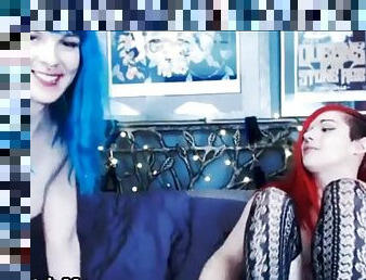 Dirty lesbian shemale throat fucked her hot redhead friend