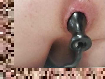 Inflated Plug Stretching my hole and walls squeezing its way out