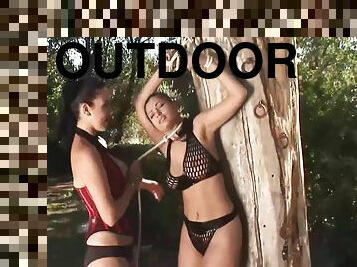 Jelena Jensen And Aria Giovanni In Dominatrix Binds To A Tree Outdoors! 5 Min