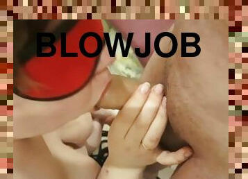 Blindfolded BBW mouth used for rough oral fuck