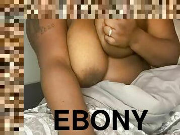 chubby ebony moaning and playing with huge tits and nipples