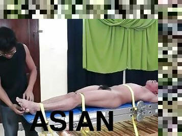 asiatique, amateur, ejaculation-sur-le-corps, gay, bdsm, pieds, ligotée, kinky, fétiche, bondage