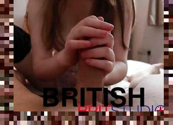 Real British 18 Year Old Gives an Oily Handjob