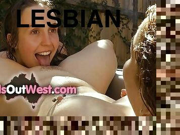Lovely Aussie girls have lesbian sex in the bathtub