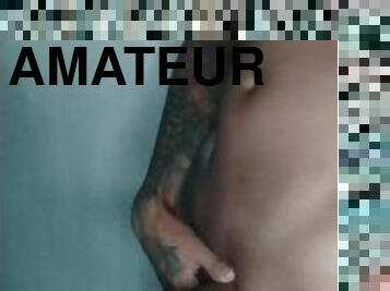 masturbation, amateur, énorme-bite, gay, branlette, brésil, solo, minet, tatouage, bite