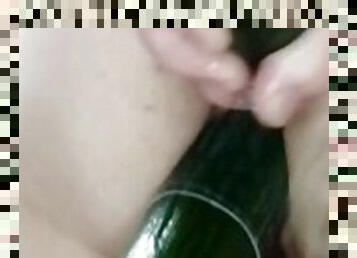 bouteille, fisting, chatte-pussy, amateur, anal, belle-femme-ronde, double, pénétrante, légume