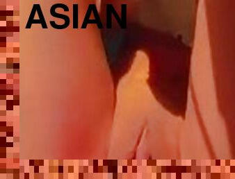 asiatique, masturbation, chatte-pussy, amateur, jouet, serrée, chevauchement, gode, assez, petite