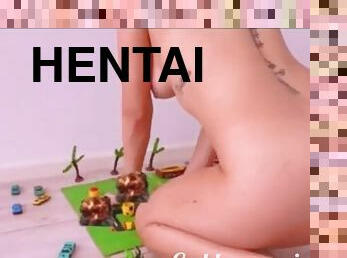 gros-nichons, anal, point-de-vue, hentai, seins, géant