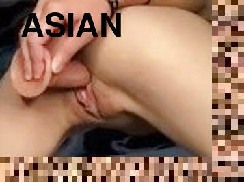 Petite Asian Girl Shakes her Ass and Fucks her Pussy from Behind