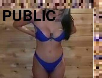 vieux, public, amateur, latina, jeune-18, sauna, plus-agée, solo, bikini, vieux-jeune