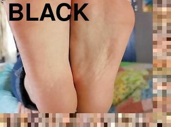 schwarz, füße, gesichtspunkt, fetisch, neckend, zehe