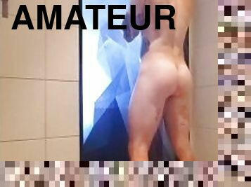 baignade, papa, amateur, ejaculation-sur-le-corps, énorme-bite, gay, ejaculation, douche, solo, pappounet