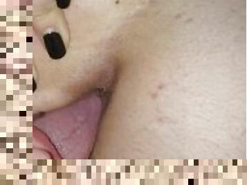 Short close up tongue on ass