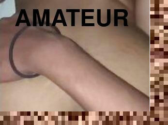 orgasme, amateur, ébène, énorme-bite, chienne, bite, dure