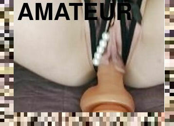 masturbation, chatte-pussy, amateur, jouet, rousse, britannique, chevauchement, gode, solo, humide