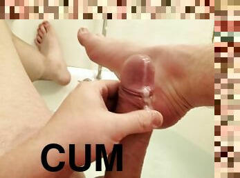 Self footjob cum bath