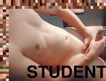 Student with Big Dick Masturbates and Cums