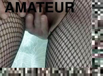 masturbation, amateur, babes, ados, jouet, résille, mignonne, solo, trou-du-cul, tatouage