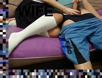 Schoolgirl masturbates dick boyfriend knee socks fetish ????????? ? ??????? ???????????? ?????