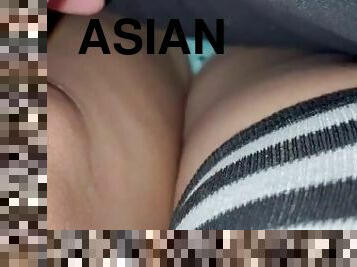 asiatique, amateur, milf, casting, pieds, point-de-vue, horny, elle-se-déshabille