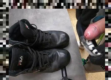 Cumshots on black Fila Grunge mid