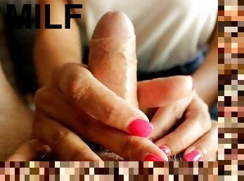 énorme, amateur, ejaculation-sur-le-corps, milf, maman, branlette, point-de-vue, ejaculation