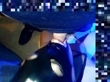 Latina slut in latex mask sucks dick