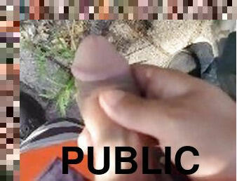 masturbation, pisser, public, amateur, secousses, solo, bite