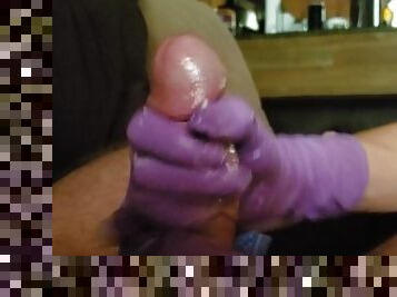 Firm gloved handjob