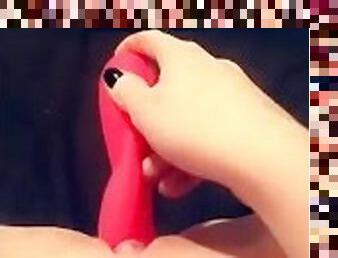 Pink dildo does the job